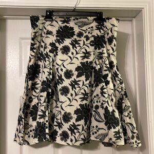 Massimo - oat, black, gray floral print - fitted at top full skirt - Size 12